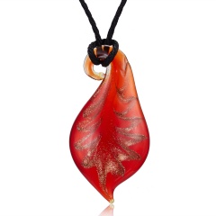 Leaf Shaped Sands Glass Necklace Red
