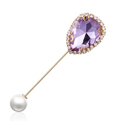 Fashion Teardrop Crystal Brooch Pin purple