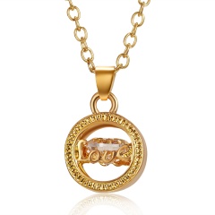 Crystal Hollow Love Necklace Gold Love
