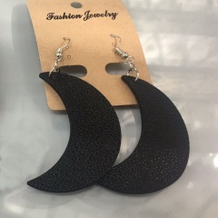 Fashion Moon Leather Dangle Earrings for Women Girl Jewelry Gifts black