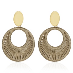 Geometric Circle Hand-woven Earrings Gold