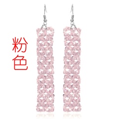Geometric Crystal Handmade Earrings Pink