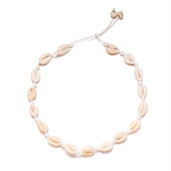 Shell hand woven necklace short card necklace beige