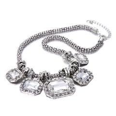 Retro Women Crystal Pendant Necklace Bib Statement Choker Wedding Party Gift Vintage