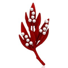 Branches Pearl Painted Plant Brooch Red Branch
