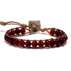 7 Chakras Hand Knitted Adjustable Bracelet Red