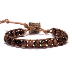 7 Chakras Hand Knitted Adjustable Bracelet Brown