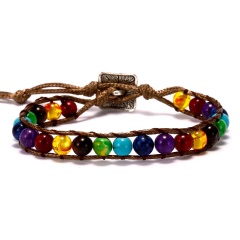 7 Chakras Hand Knitted Adjustable Bracelet Colorful 2