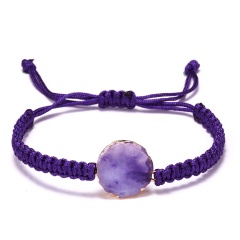 Inlay Gemstone Handmade Woven Adjustable Bracelet Purple