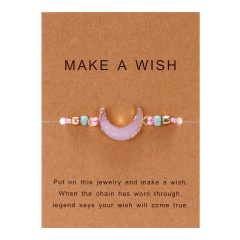 moon hand-woven paper card bracelet pink