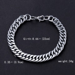 pearl chain stainless steel chain bracelet #1 9mm