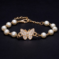 rhinestone pearl bracelet butterfly