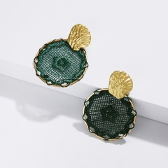 Fashion Boho Geometric Round Dreamcatcher Stud Earrings Dangle Drop Women's Gift Green