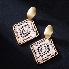 Charm Boho Geometric Round Dreamcatcher Stud Earrings Dangle Drop Women Jewelry Pink