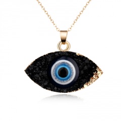 Fashion Lucky Evil Eye Necklace Hamsa Amulet Charms Rhinestone Crystal Pendant Black