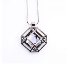 Fashion Korean Square Hollow Sweater Pendant Necklaces Clothing Chain Women Gift Gray