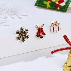 3Pcs Card Set Christmas Snowman Enamel Brooch Pin Collar Badge Jewelry Xmas Gift Christmas bell Gifts