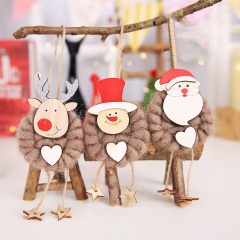 3PCS Cute Christmas Party Hanging Decor Santa Claus Snowman Deer Xmas Ornaments Coffee