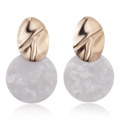 Fashion Round Gold Acrylic Statement Earrings Women Ear Hoop Resin Drop Dangle Jewelry White