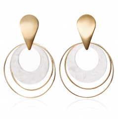 Fashion Multilayer Rings Acrylic Statement Earrings Women Ear Hoop Resin Drop Dangle Jewelry White