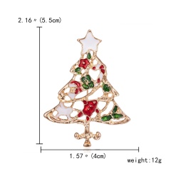 Christmas Tree Crystal Enamel Brooch Pin Xmas Jewelry White