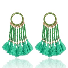 Fashion Geometric Tassel Earrings Dangle Charm Women Elegant Jewelry Green