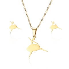 Gold Stainless Steel Necklace Earring Set Ballet