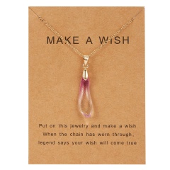 Fashion Natural Stone Waterdrop Card Pendant Necklace Choker Clavicle Woman Gift Purple