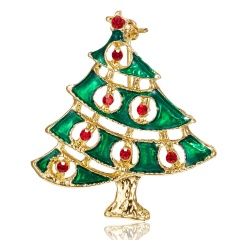 Christmas Tree Crystal Enamel Brooch Pin Xmas Jewelry Green