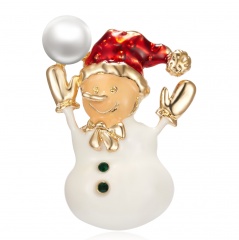 Christmas Snowman Brooch Pin Crystal Santa Claus Xmas Party Gift Pearl Xmas snowman