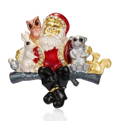 Cartoon Santa Claus Enamel Piercing Brooch Pin Collar Decor Badge Corsage Jewelry Women Xmas Gift Santa Claus&animal