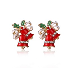 Fashion Christmas Style Stud Earring Small Cute Colorful Earring Jewelry Wholesale Red Bells
