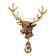 Rinhoo 1pc Rhinestone Wreath Elk Deer Head Brooch Enamel Metal Christmas Brooches Winter Coat Clothes Badge Jewelry for Women Elk 4