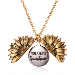 You Are My Sunshine Sunflower Mom Mother Pendant Necklace Gift Gold