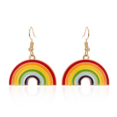 Cute Rainbow Dangle Earrings For Women Pendientes Jewelry Simple Girls Brincos Colorful LGBT Rainbow Charm Drop Earrings Rainbow