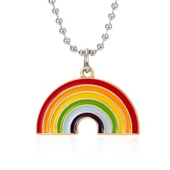 Rinhoo Rainbow Necklace for Women Multicolored Necklace Pendants Fashion Jewelry Rainbow Long Chain Necklaces Cute Sweater Chain Rainbow