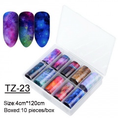 10pcs/Box Christmas Holographic Nail Foils Decal Art Stickers Decoration Tips New starry sky