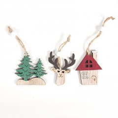 3pcs/set Christmas Wooden Tree Elk House Decoration 3pcs