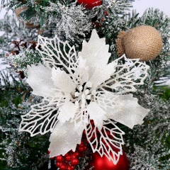 1pc Christmas Tree Green Onion Powder Hollow Garland Ornament White