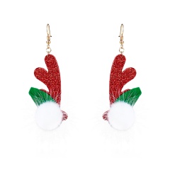 Cute Cartoon Deer Snowman Bells Santa Claus Earrings for Women Fashion Handmade Creative Christmas Gift Jewelry Female Brincos Red antlers