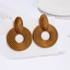 Korea Handmade Wooden Straw Weave Rattan Vine Braid Drop Earrings New Fashion Dangle Earring Vintage Ethnic Party Brincos Circle
