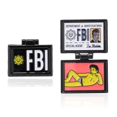 Comedy character Milhouse FBI foldable alloy painted oil small brooch badge FBI