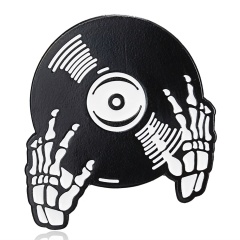 Punk Music Disc Lovers Enamel Pin Tape DJ Vinyl Record Player Badge Brooch Cool Gothic Jewelry Gift Phonograph TV Brooch skeleton