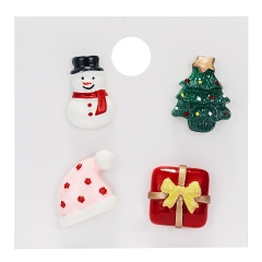 Rinhoo 1SET Colorful Christmas Snowman Hat Gift Box Shape Acrylic Brooch With Cardboard For Women's Fashion Jewelry Gift Christmas set 6