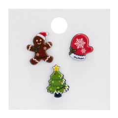 Rinhoo 1SET Colorful Christmas Snowman Hat Gift Box Shape Acrylic Brooch With Cardboard For Women's Fashion Jewelry Gift Christmas set 3