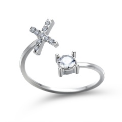 A-Z 26 Letters Initial Tiny Rings Adjustable Opening Ring Name Alphabet Party Jewelry Rhinestone English Letters Finger Rings X