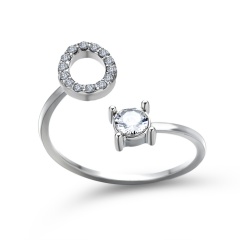 A-Z 26 Letters Initial Tiny Rings Adjustable Opening Ring Name Alphabet Party Jewelry Rhinestone English Letters Finger Rings O