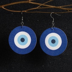 Unique Design Vintage Eye Earrings Women Lucky PU Leather Round Blue Eye Trendy Ear Jewelry Fashion Red Target Brincos Gifts Blue