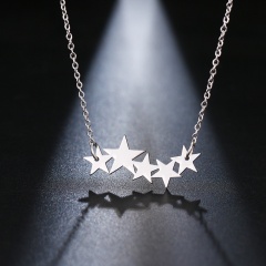 Star Camera Pentagram ECG Pendant Stainless Steel Long Chain Clavicle Necklace silver star