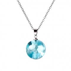 Blue Sky White Clouds Transparent Spherical Resin Pendant Necklace style 1